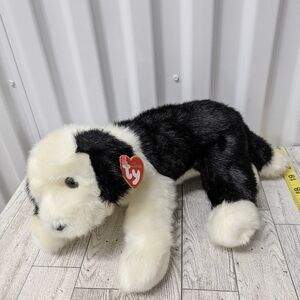 Ty dodges Plush Dog with Black and White Fur